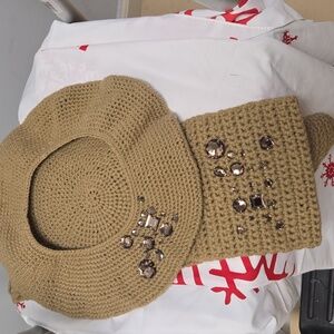 Nwot Curatuon Purple Beret Hat And Scarf Set